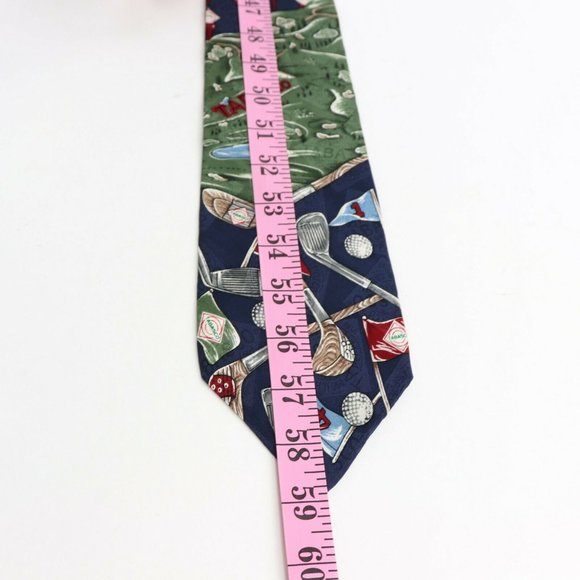 Tabasco Navy Blue and Green Golf Tie - Picture 4 of 6